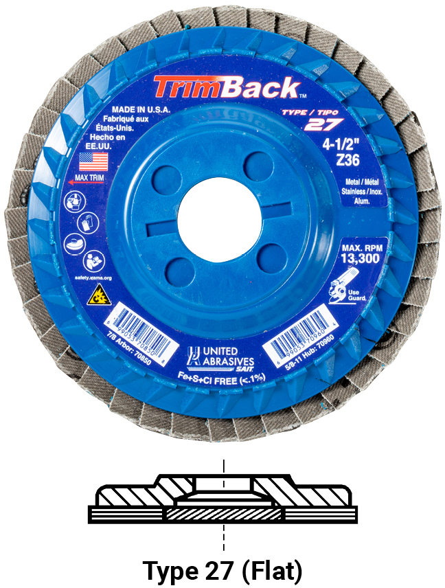 TRIMBACK T27 4-1/2 X 7/8 36X - Flap Discs